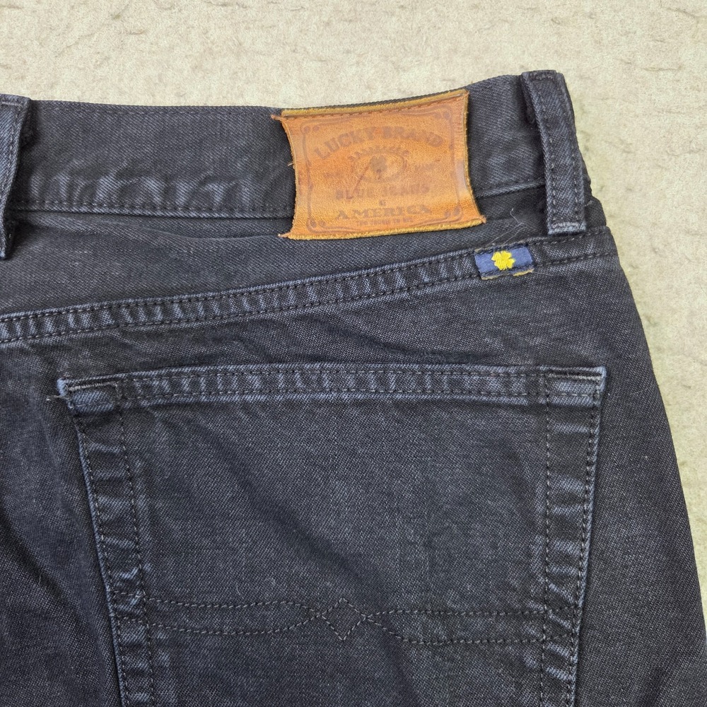 Lucky Brand 329 Classic Straight Jeans Mens 38x28 Black Stretch Denim - Picture 10 of 15